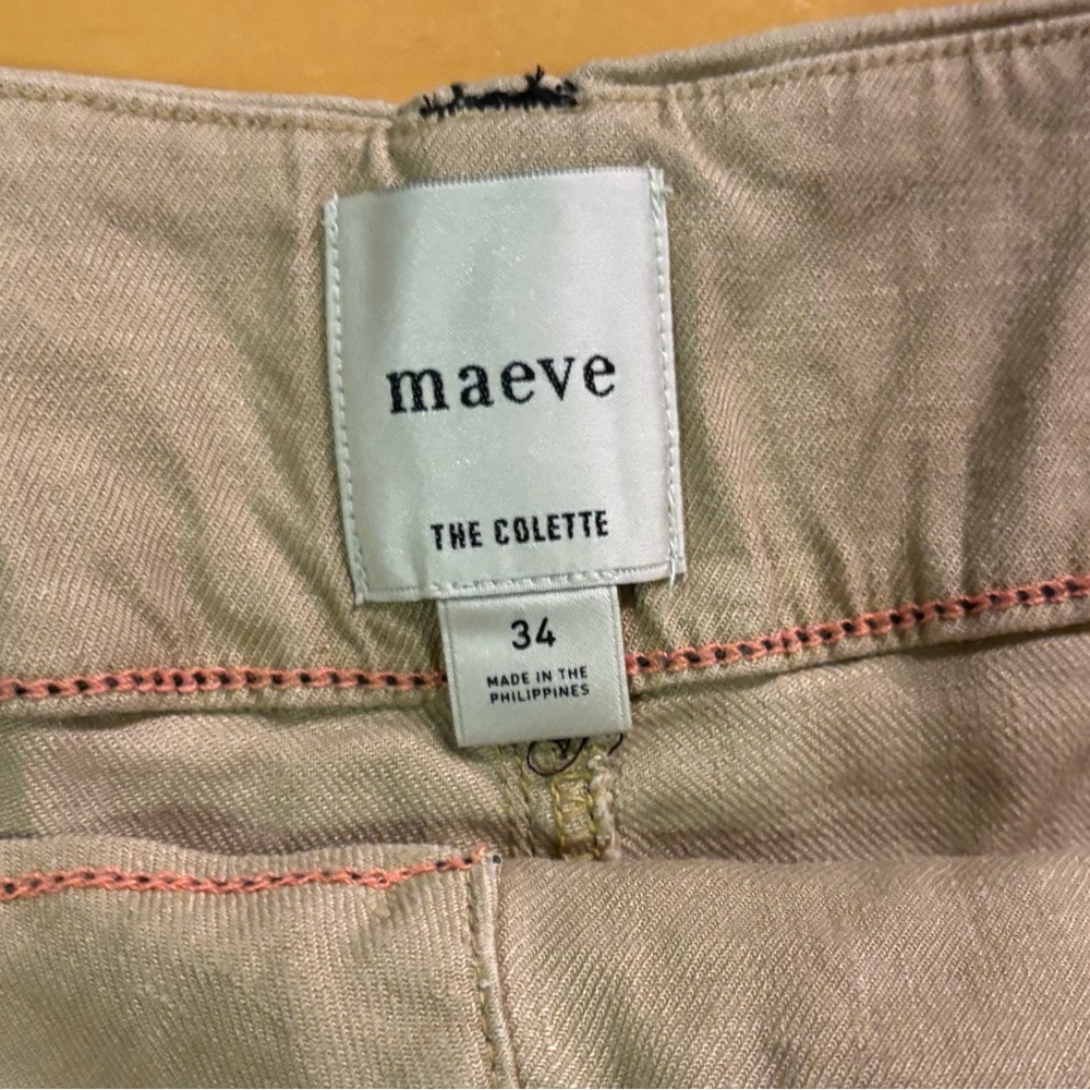 Anthropologie Maeve Colette linen blend contrast stitch 34 - Picture 3 of 4